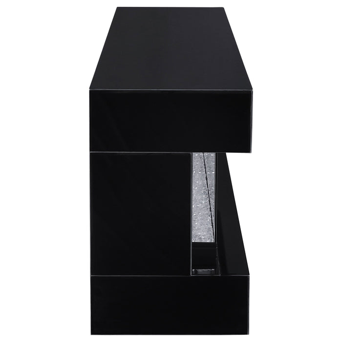 Vallerie 71" TV Stand with Visual Flame Box Black