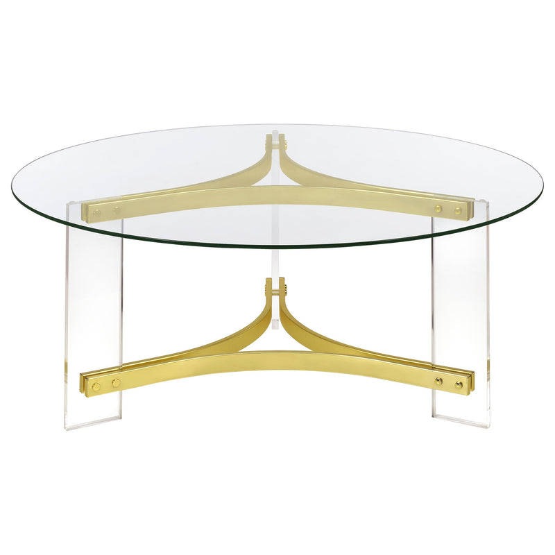 Janessa Acrylic Coffee and End Table Set Matte Brass