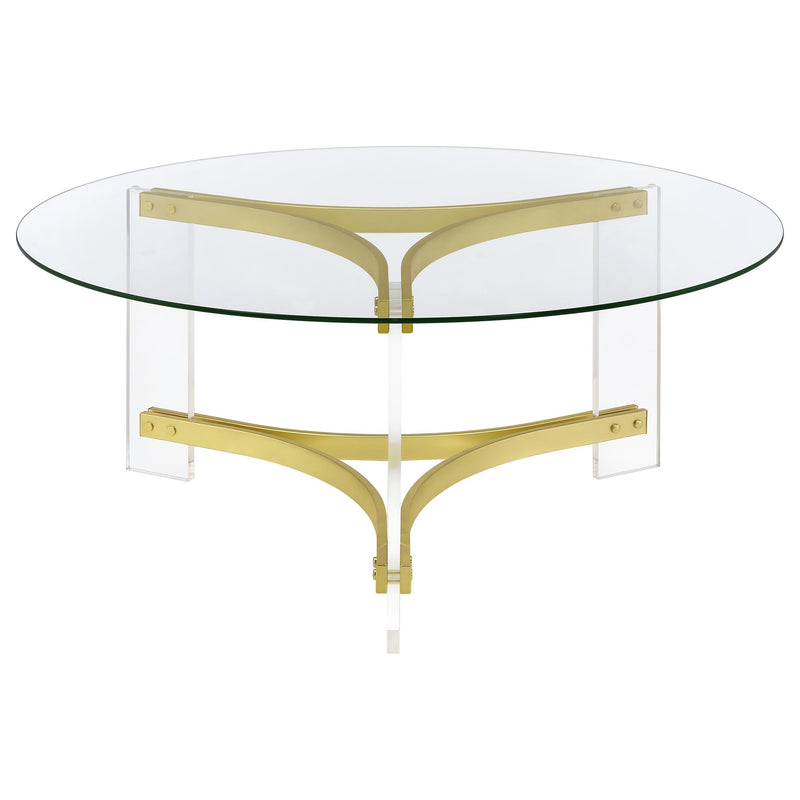 Janessa Acrylic Coffee and End Table Set Matte Brass