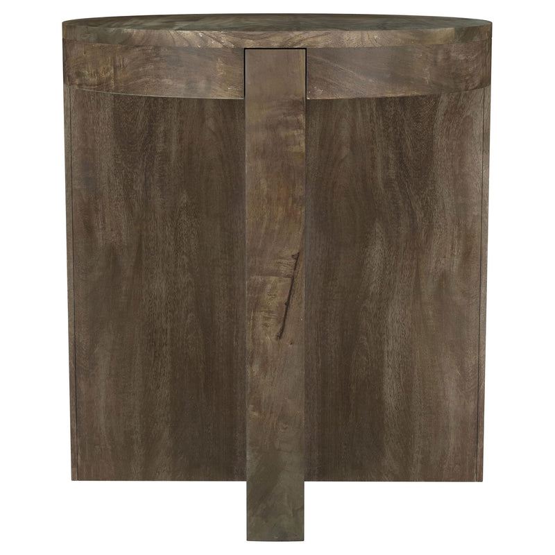 Mesa auxiliar redonda Kinkaid de madera maciza de mango, color marrón