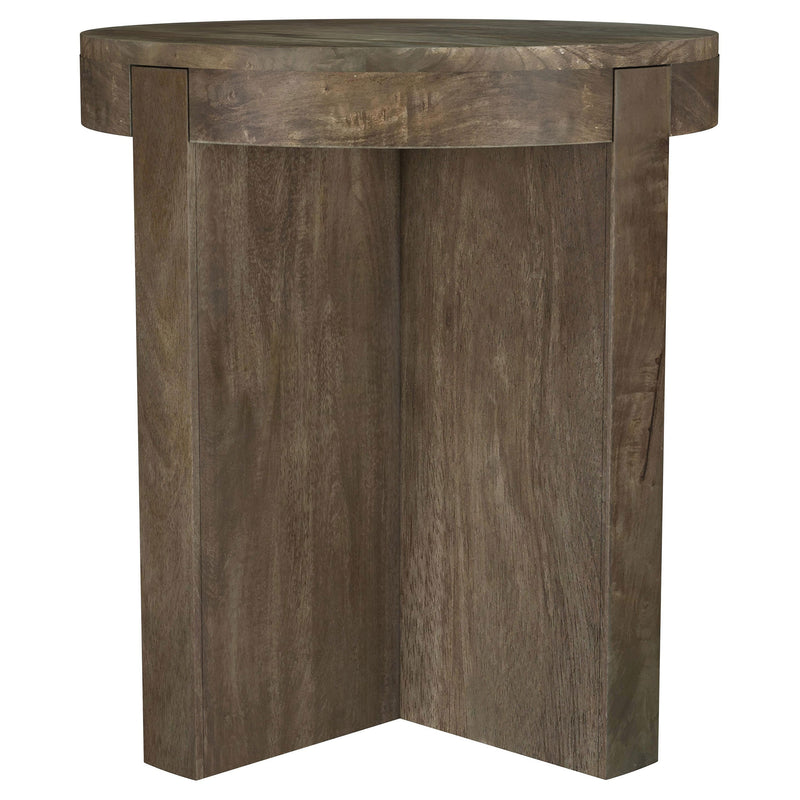 Mesa auxiliar redonda Kinkaid de madera maciza de mango, color marrón