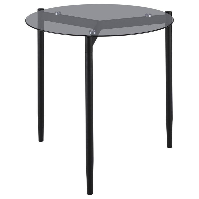 Mesa auxiliar redonda Rosalie con tapa de cristal ahumado, gris