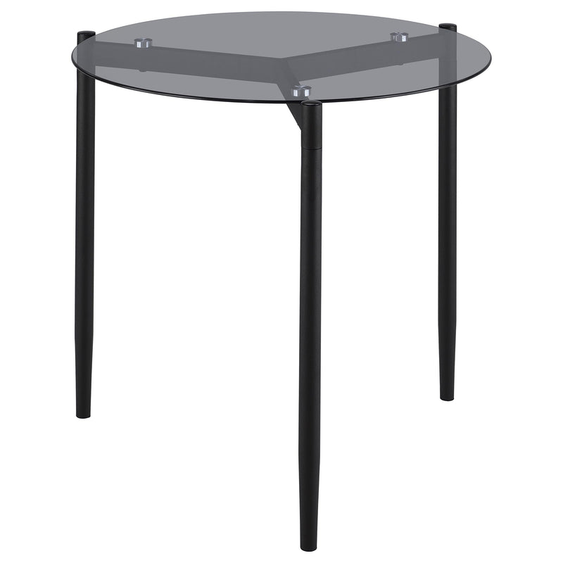 Mesa auxiliar redonda Rosalie con tapa de cristal ahumado, gris