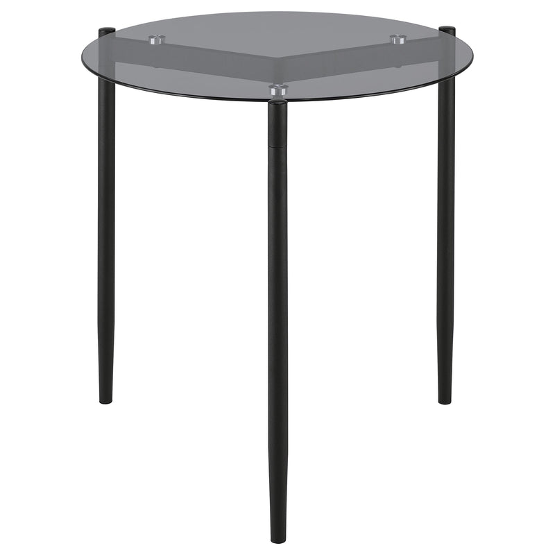 Mesa auxiliar redonda Rosalie con tapa de cristal ahumado, gris