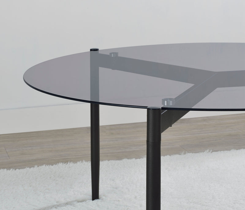 Mesa auxiliar redonda Rosalie con tapa de cristal ahumado, gris