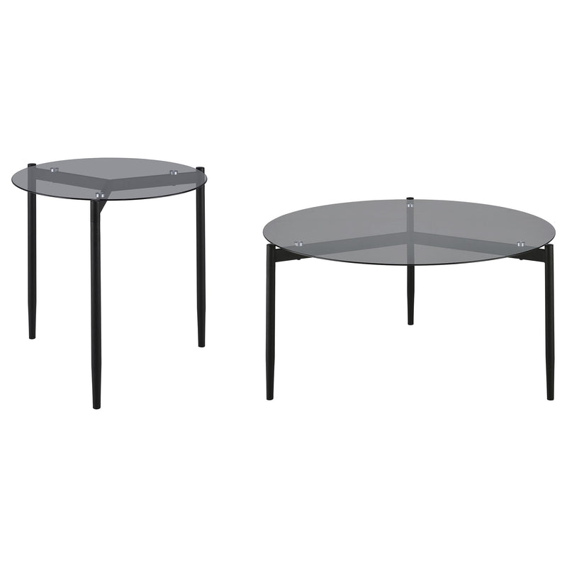 Rosalie Round Coffee and End Table Set Grey