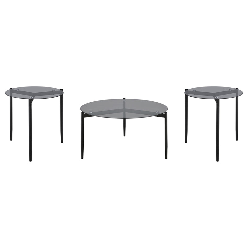 Rosalie Round Coffee and End Table Set Grey