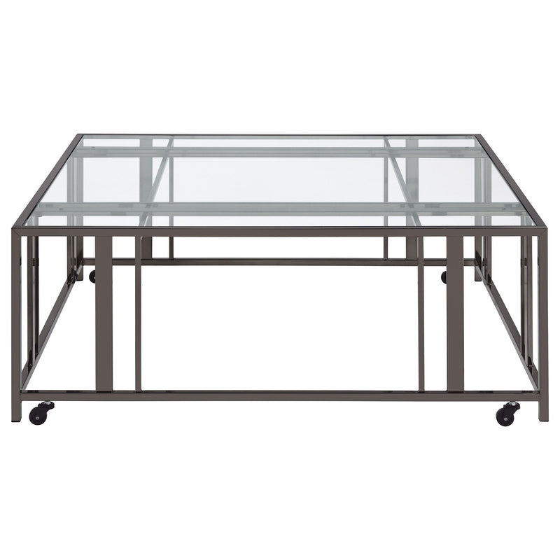 Adri Square Glass Top Coffee Table with Casters