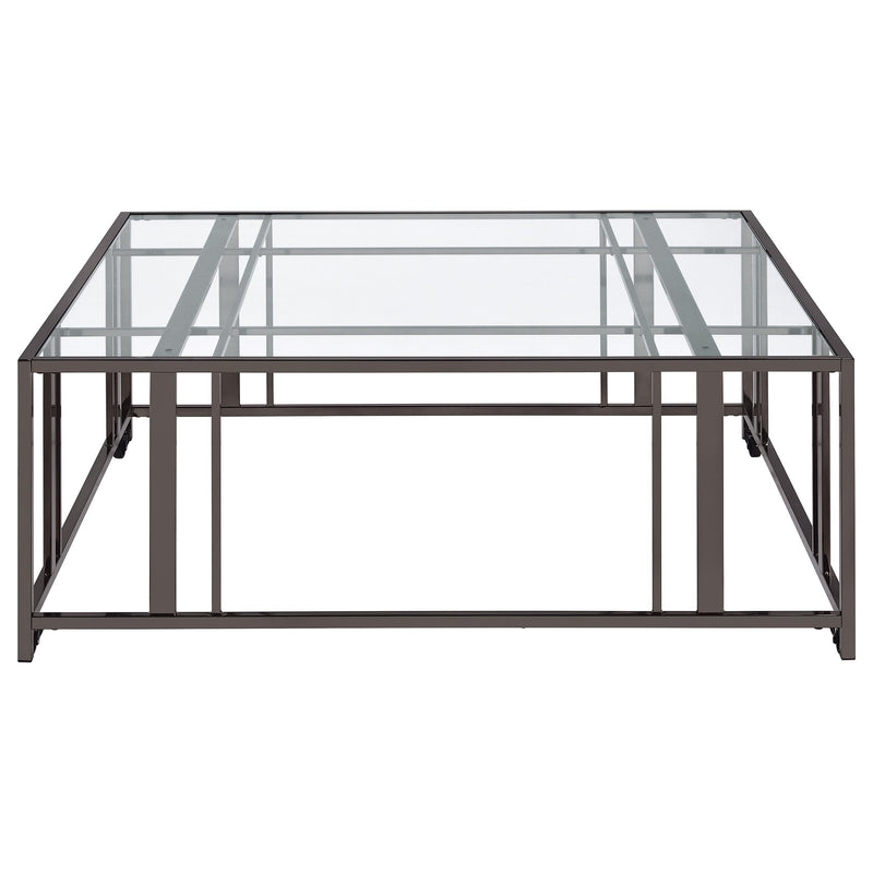 Adri Square Glass Top Coffee Table with Casters