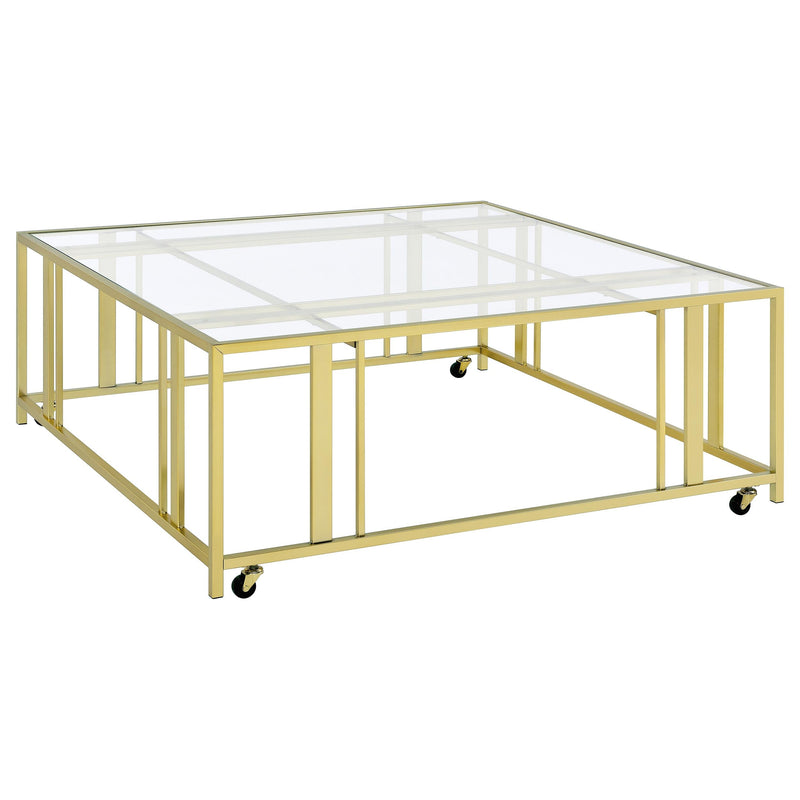 Adri Square Glass Top Coffee Table with Casters