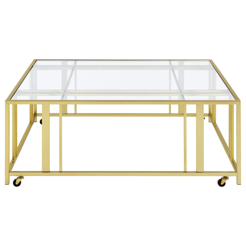 Adri Square Glass Top Coffee Table with Casters