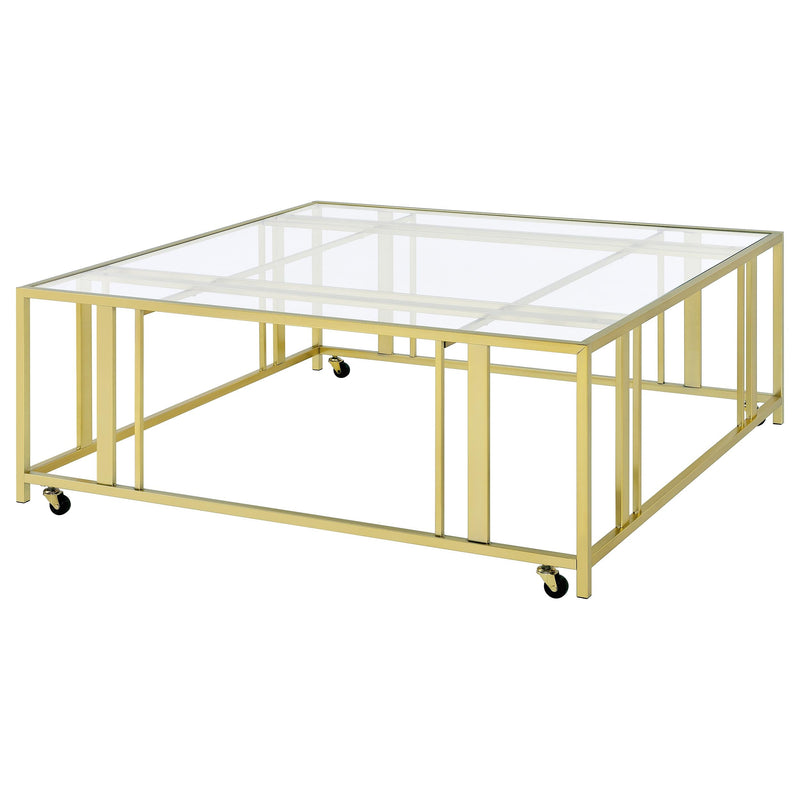 Adri Square Glass Top Coffee Table with Casters
