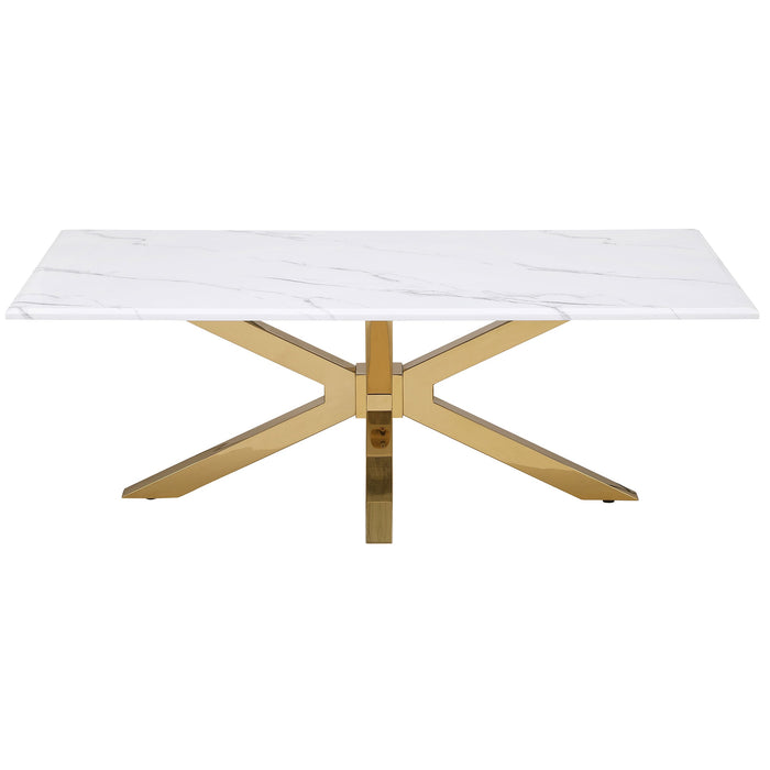 Visalia Faux Marble Top Stainless Steel Coffee Table Gold