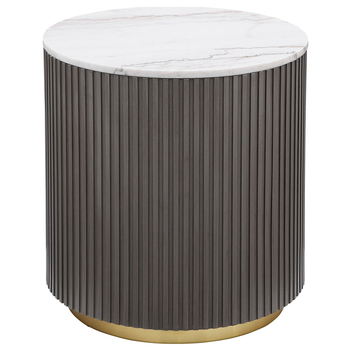 Jason  Round Marble Coffee and End Table Set White