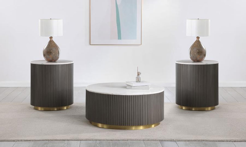 Jason Round Marble Coffee and End Table Set