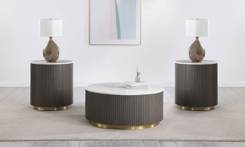 Jason Round Marble Coffee and End Table Set