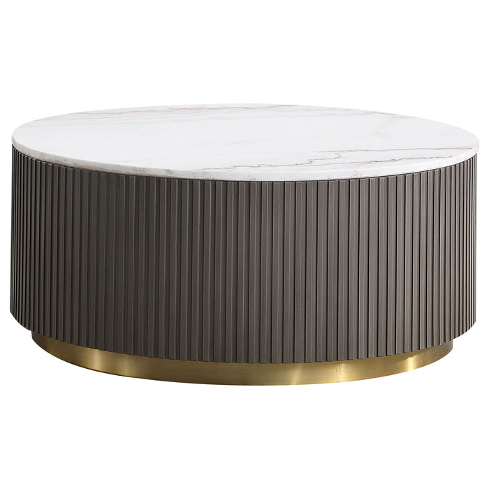 Jason  Round Marble Coffee and End Table Set White