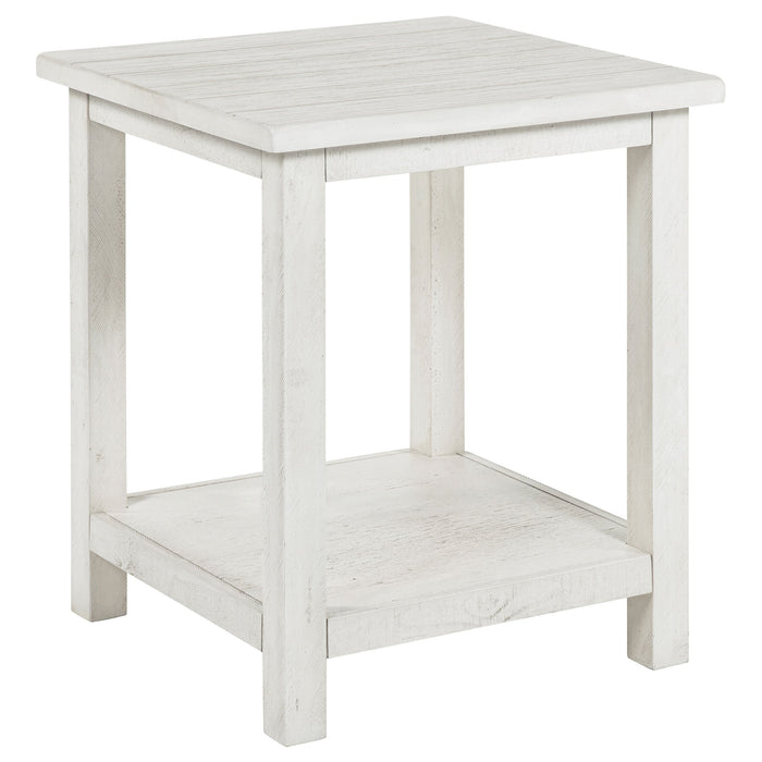 Payne Wood End Table with Shelf Distressed Brown