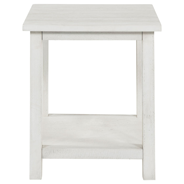 Payne Wood End Table with Shelf Distressed Brown