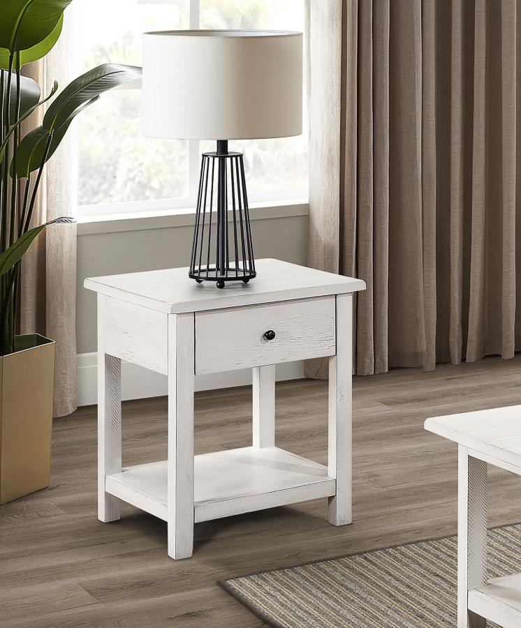 Mesa auxiliar de madera de 1 cajón Payne con estante