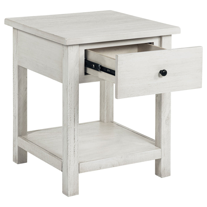 Payne 1-drawer Wood End Table with Shelf Distressed Brown