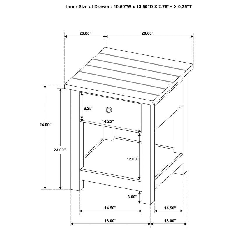 Mesa auxiliar de madera de 1 cajón Payne con estante