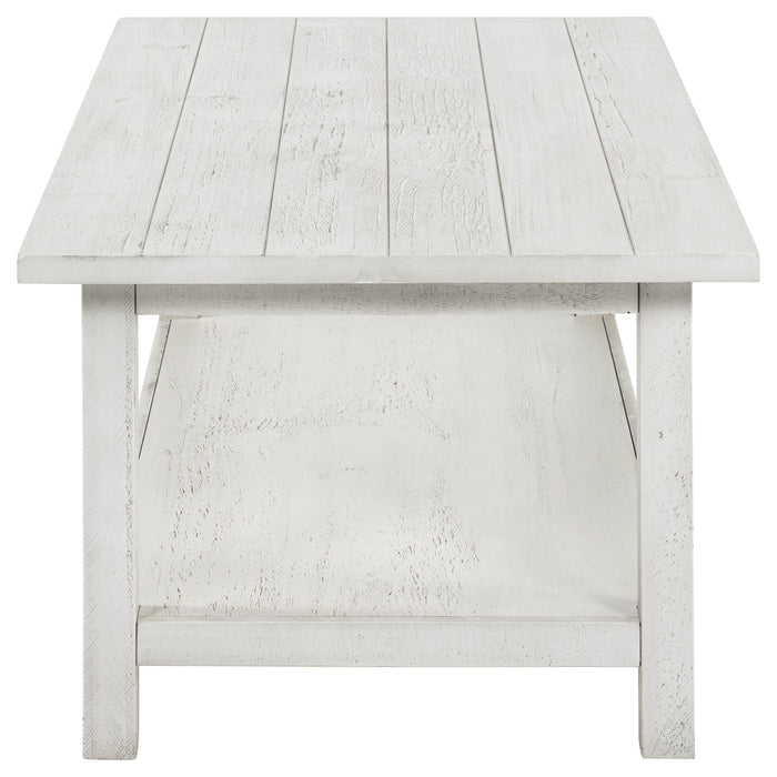 Payne Wood Coffee Table with Shelf Distressed Brown