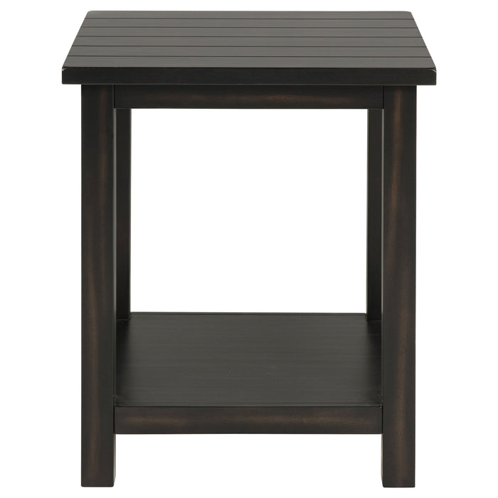 Payne Wood End Table with Shelf Distressed Brown