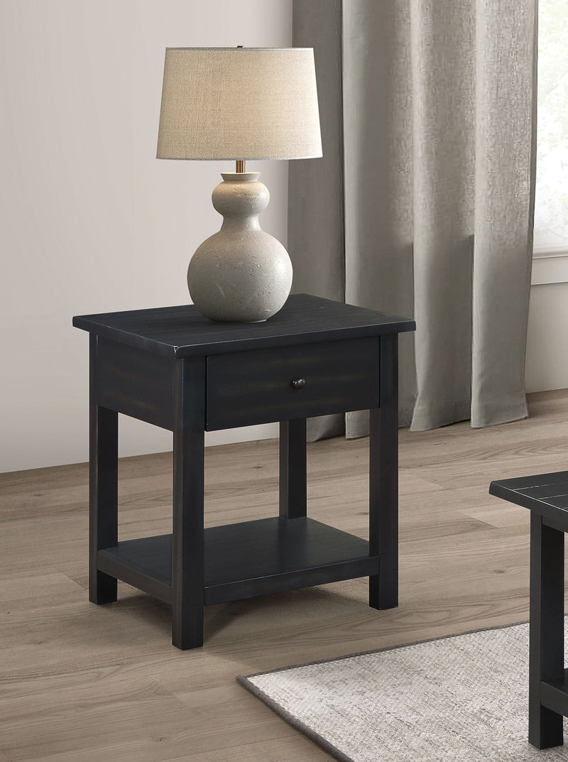 Mesa auxiliar de madera de 1 cajón Payne con estante