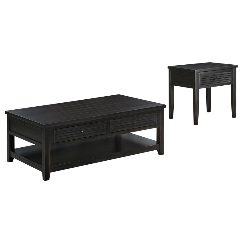 Concord Coffee and End Table Set Distressed Java