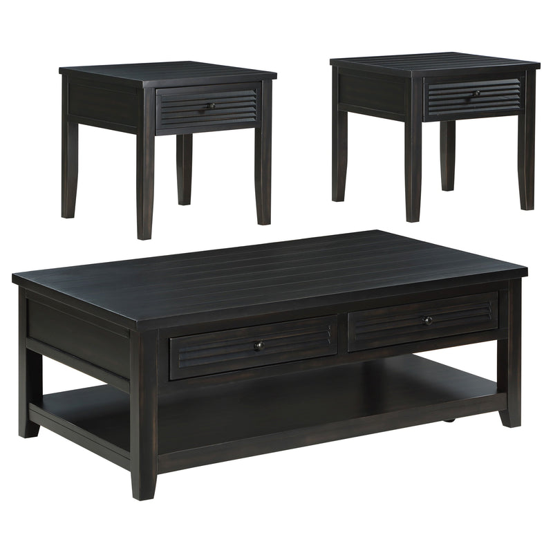 Concord Coffee and End Table Set Distressed Java