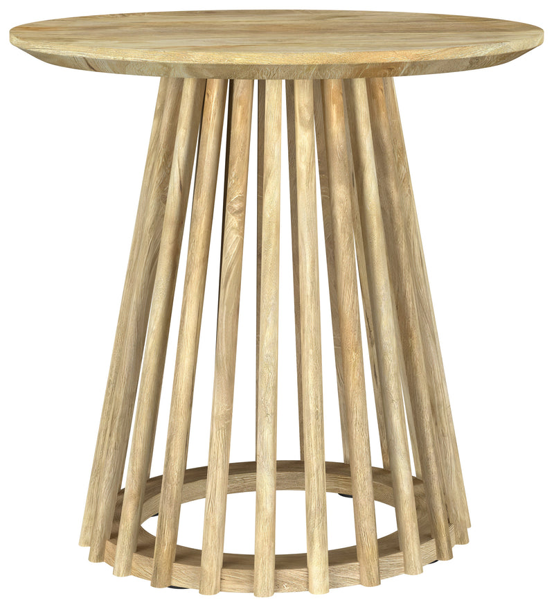 Touhy Mesa auxiliar redonda de madera maciza, mango natural