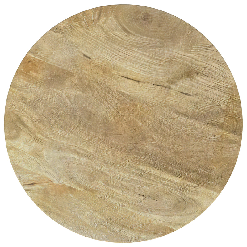 Touhy Mesa auxiliar redonda de madera maciza, mango natural