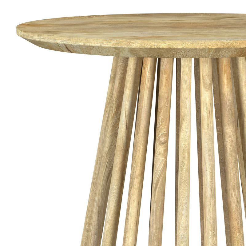 Touhy Mesa auxiliar redonda de madera maciza, mango natural