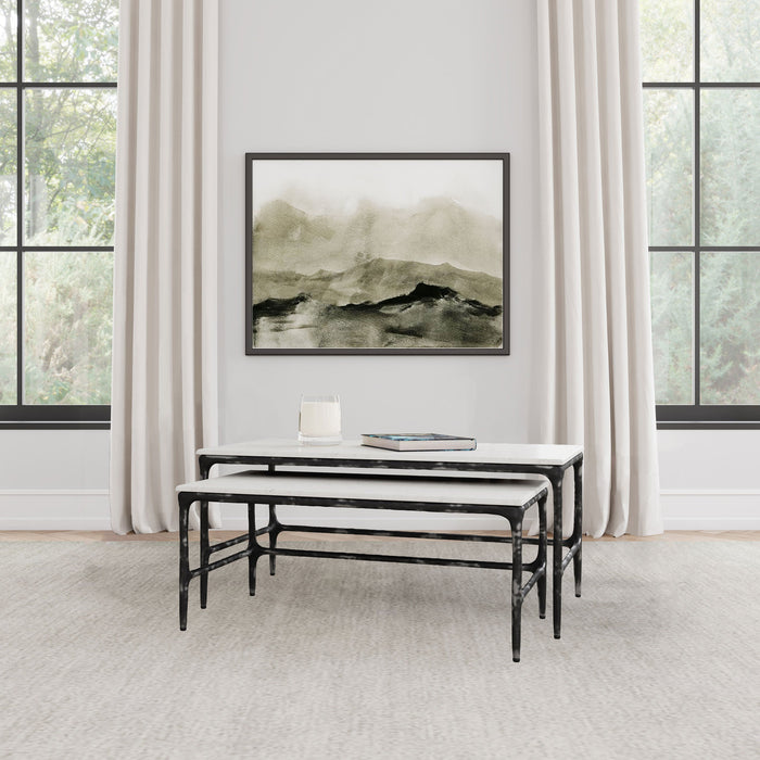Ebby  Genuine Marble Top Nesting Coffee Tables White