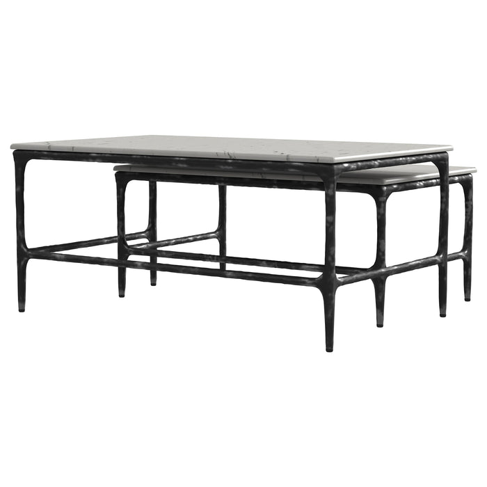 Ebby  Genuine Marble Top Nesting Coffee Tables White