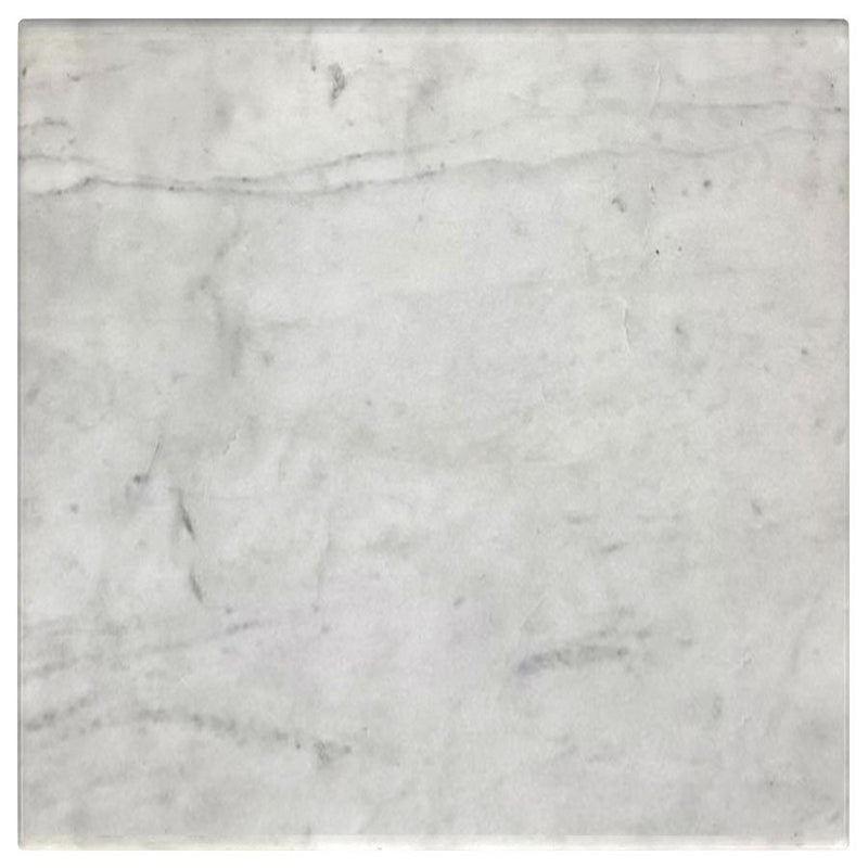 Ebby Square Genuine Marble Top Metal End Table White and