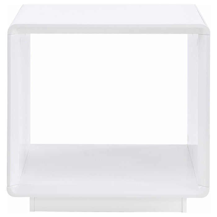 Paseo Square End Side Table White High Gloss
