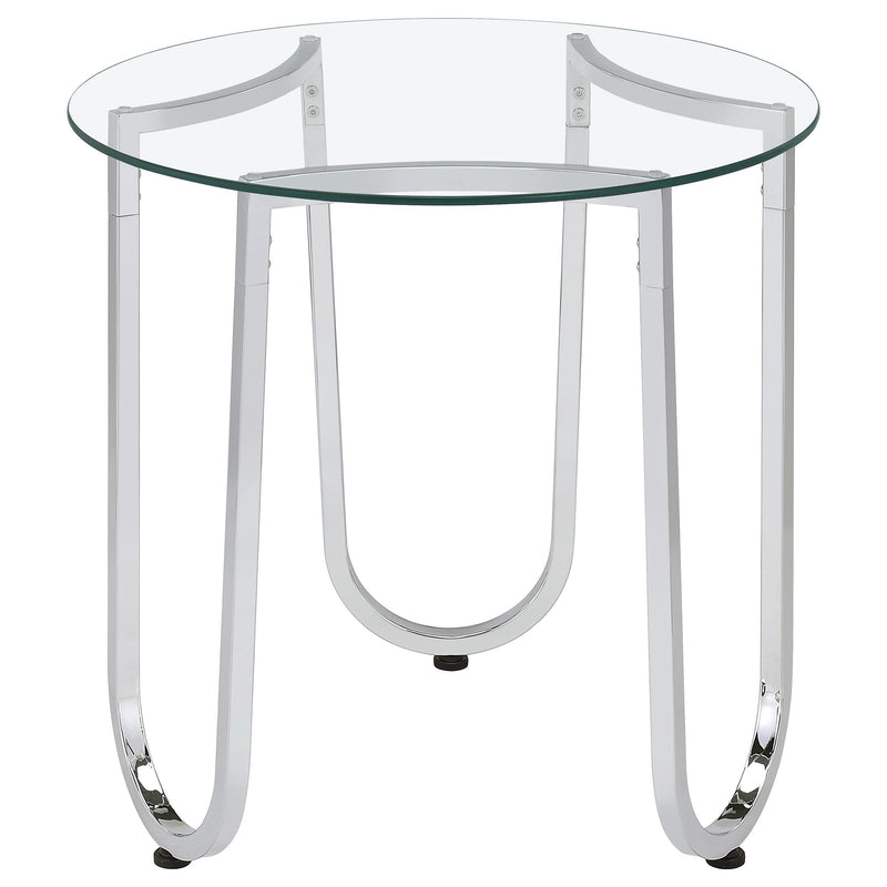 Mesa auxiliar de cristal templado redondo Beller cromado