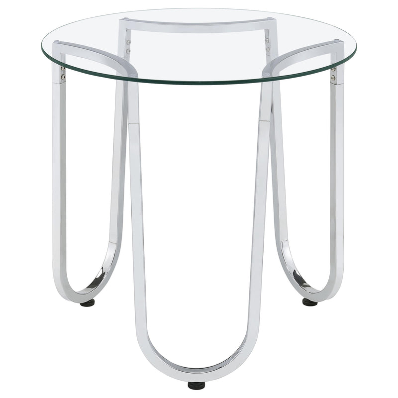 Mesa auxiliar de cristal templado redondo Beller cromado