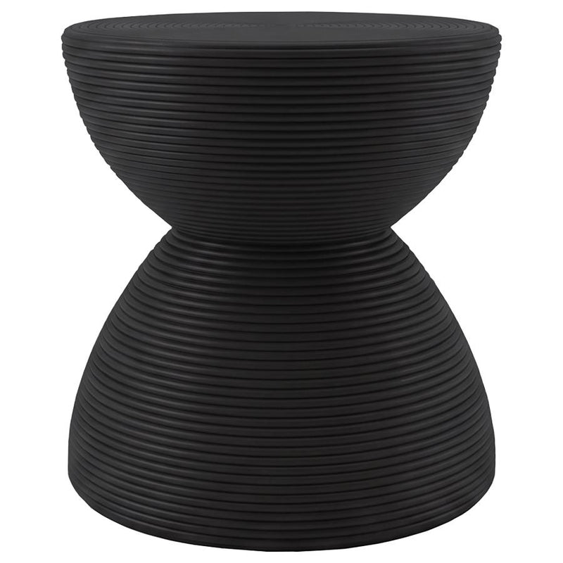 Macedo Round Ribbed Rattan Drum End Table