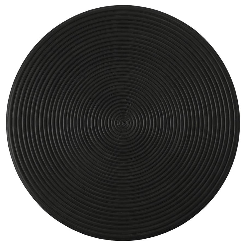 Macedo Round Ribbed Rattan Drum End Table