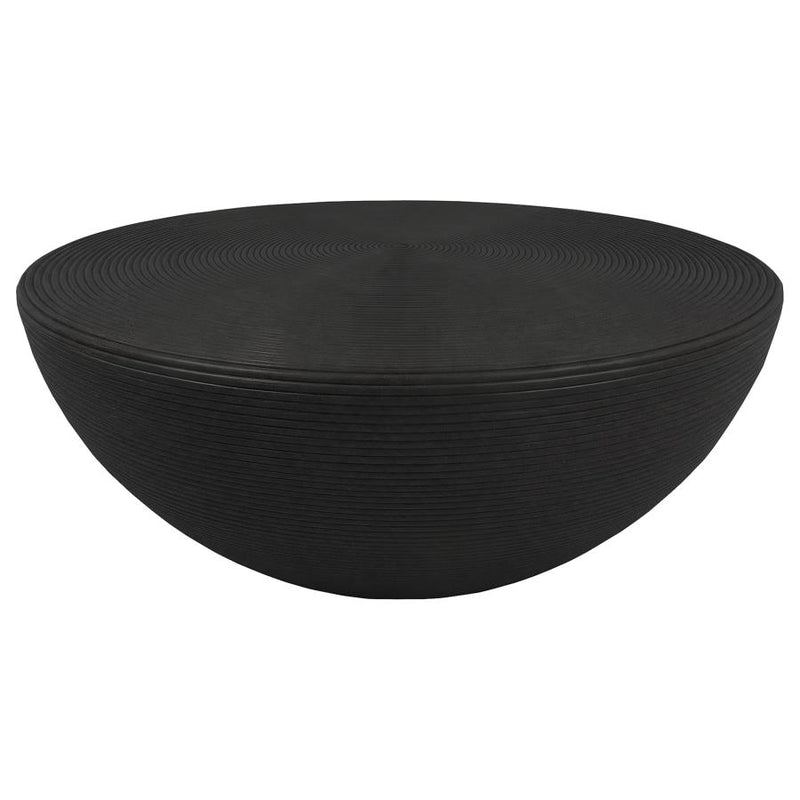 Macedo Round Ribbed Rattan Drum Coffee Table