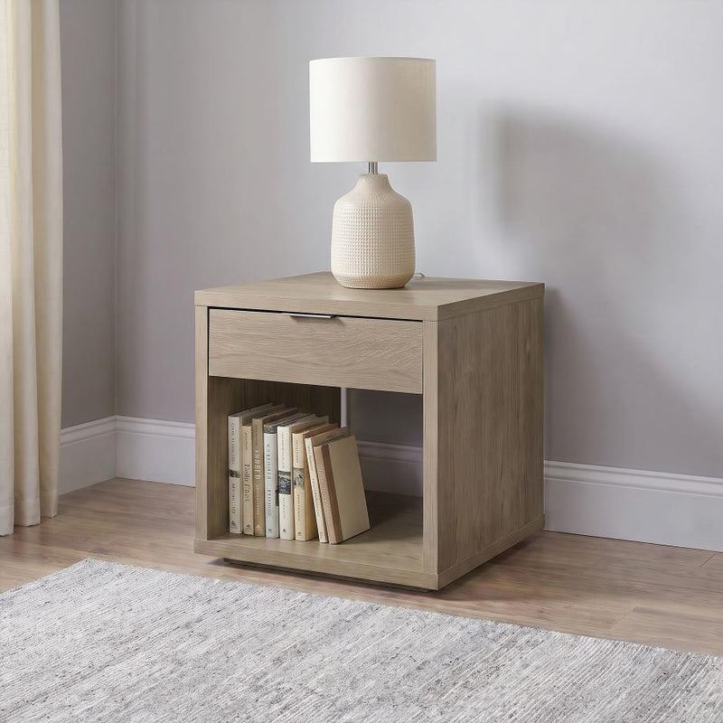 Ingram Square End Table with Drawer and Open Shelf