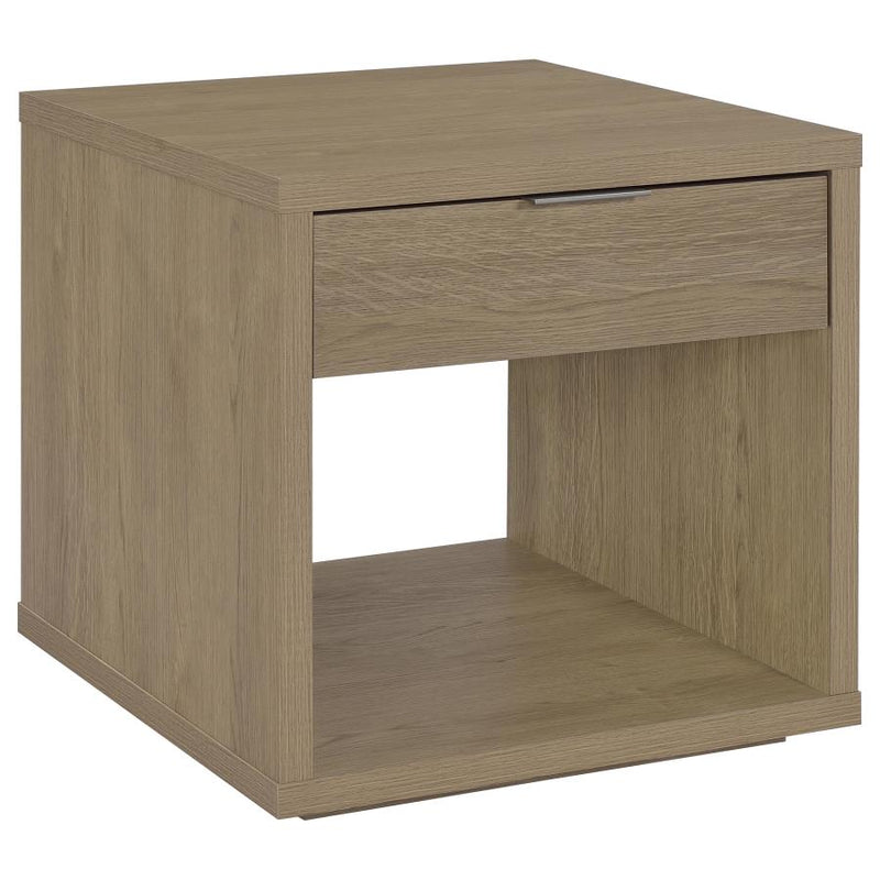 Ingram Square End Table with Drawer and Open Shelf