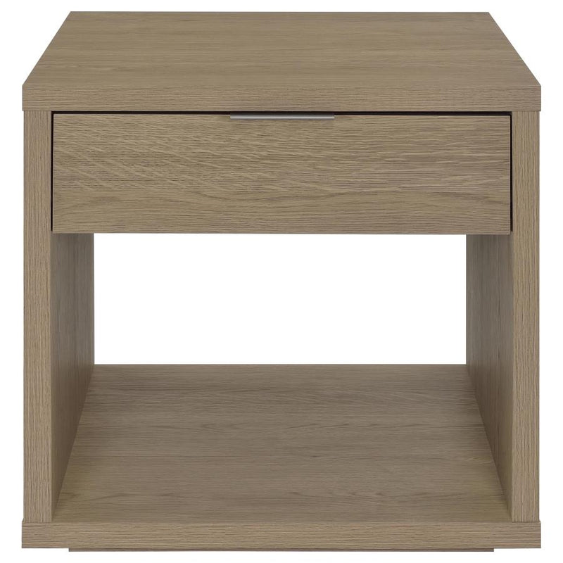 Ingram Square End Table with Drawer and Open Shelf