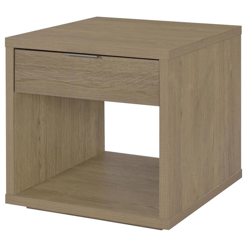 Ingram Square End Table with Drawer and Open Shelf