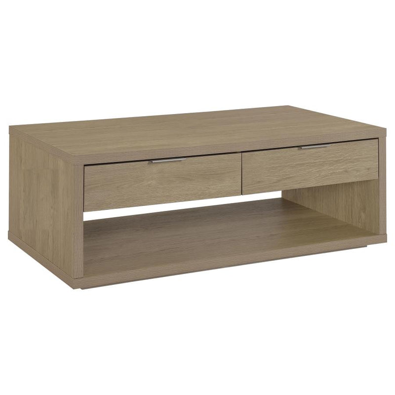 Ingram 2-Drawer Rectangular Coffee Table with Open Shelf