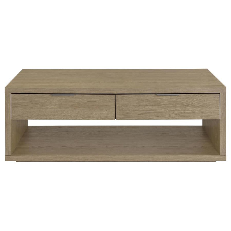 Ingram 2-Drawer Rectangular Coffee Table with Open Shelf