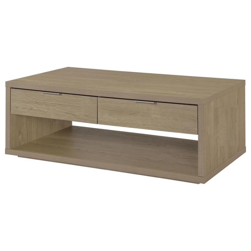 Ingram 2-Drawer Rectangular Coffee Table with Open Shelf